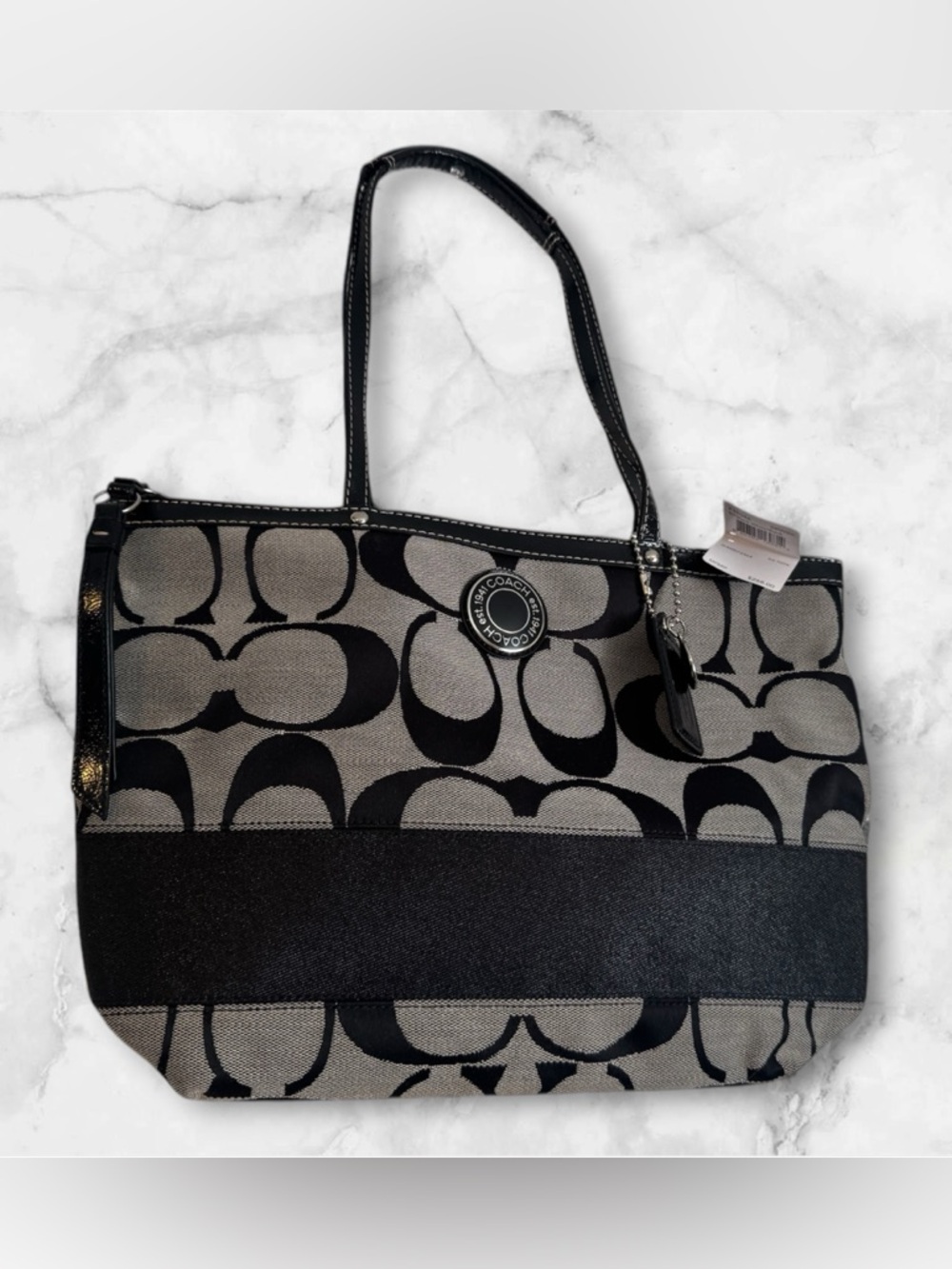 BRAND NEW Coach Black and Gray Signature Canvas Tote